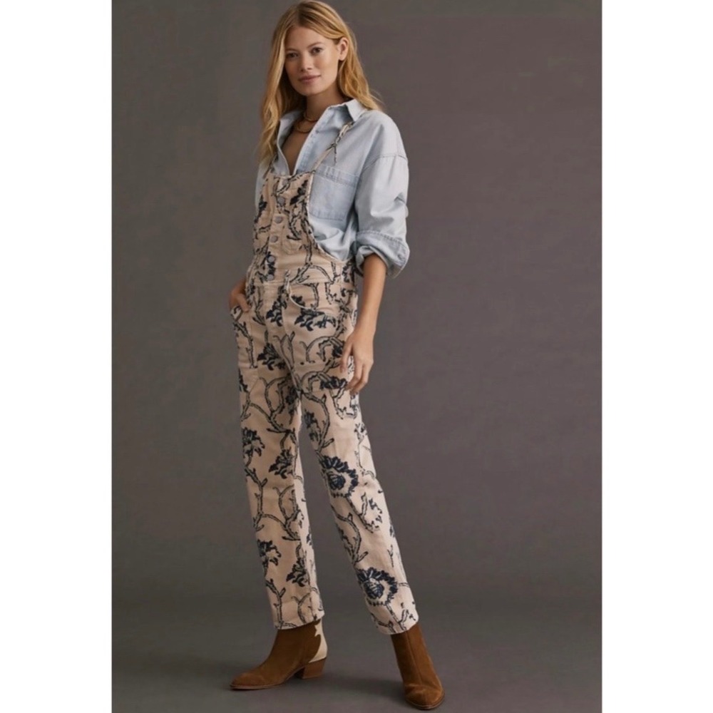 Anthropologie Pilcro The Painters Floral Denim Overalls Size 24